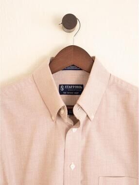 Stafford Essentials Oxford Button Down Shirt – Tan – Men’s 15½ (32/33)